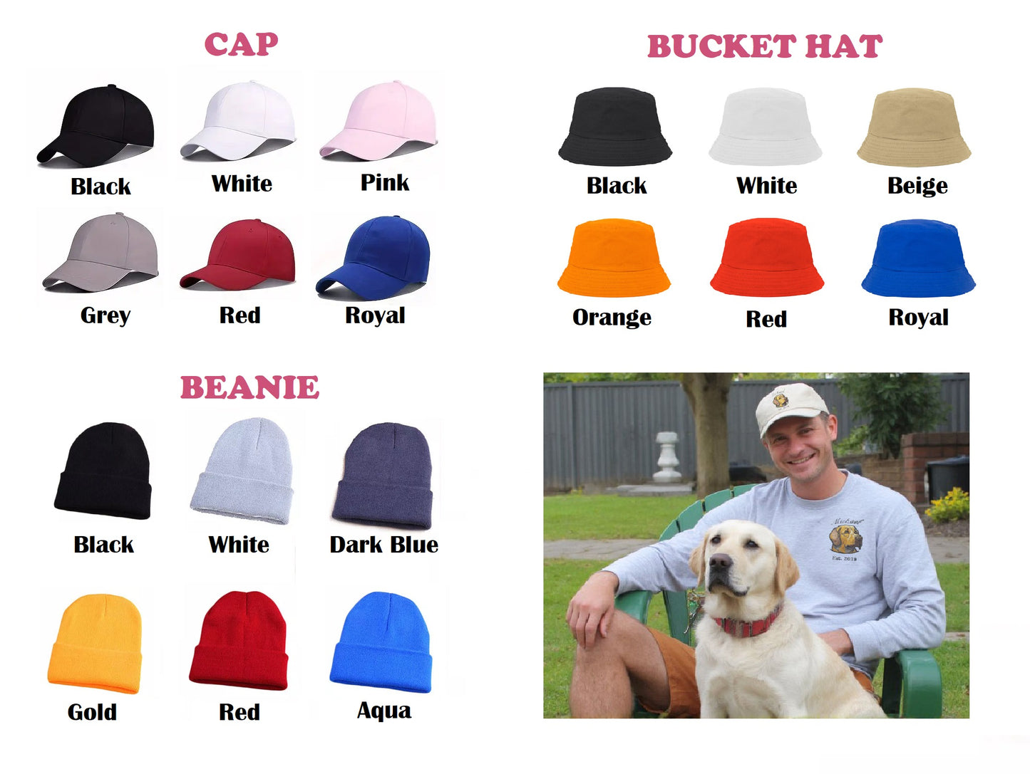 Custom Pet Portrait Embroidery Headwears