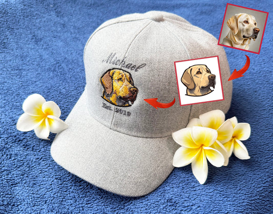 Custom Pet Portrait Embroidery Headwears