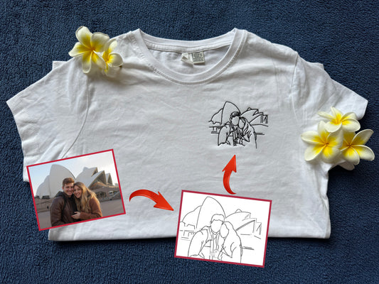 Custom Lover Photo Embroidery T-Shirt